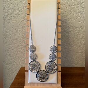 Bancroft Ivy Metal Statement Necklace with Silver Filigree, 16 inch, Like New